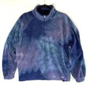 🔥SALE🔥Hollister Galaxy Fleece Blue Purple Tie Dye Quarter Zip Pullover (M)
